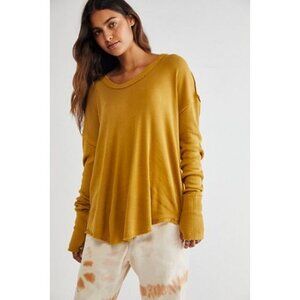 Free People Mustard Long Sleeve Tee